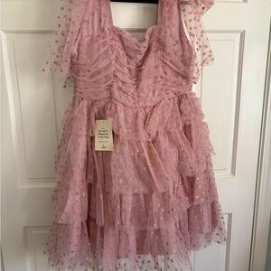 Pink Ruffled Dress with Heart Details